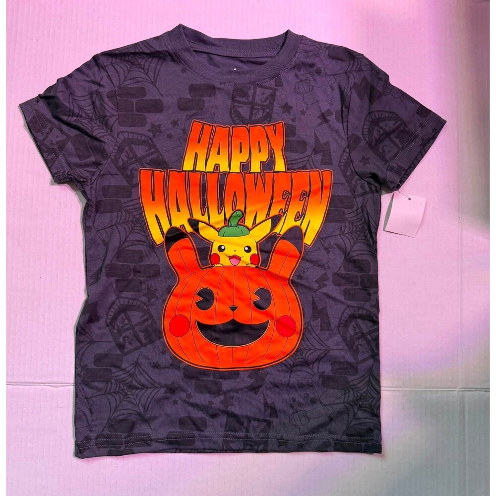 Pokémon Pikachu Halloween Pumpkin Tee Kids XS 4/5 Hybrid Apparel 2024